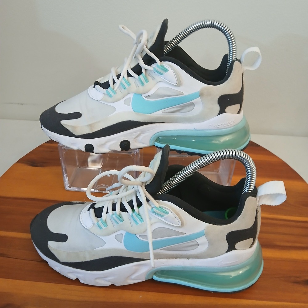 Nike Air Max 270 React Women 5.5 White Blue Running Shoes Sneakers CJ0619-001